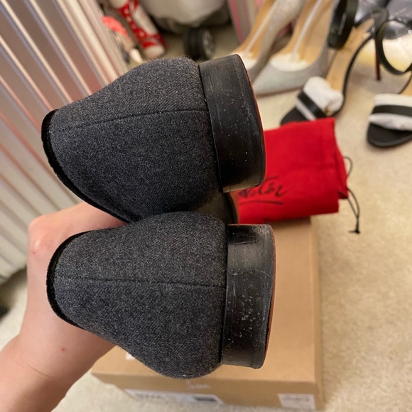Christian Louboutin Grey Velvet Intern Flats Sz 37 - Picture 7 of 10